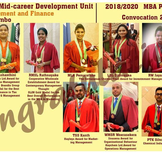 Heartiest Congratulations to the Gold Medalists of the Colombo MBA.