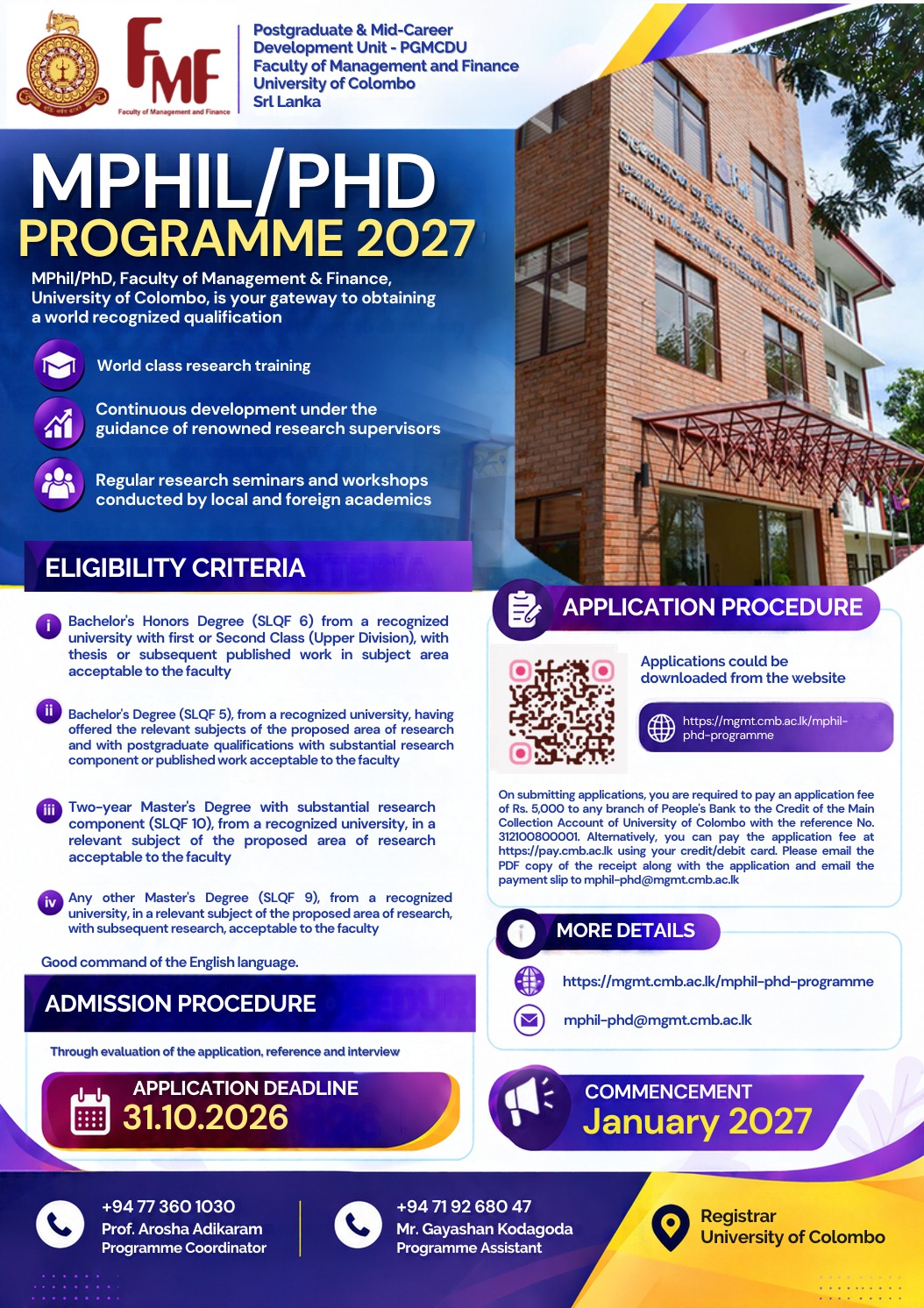 MPhil/PhD Applications Are Now Open