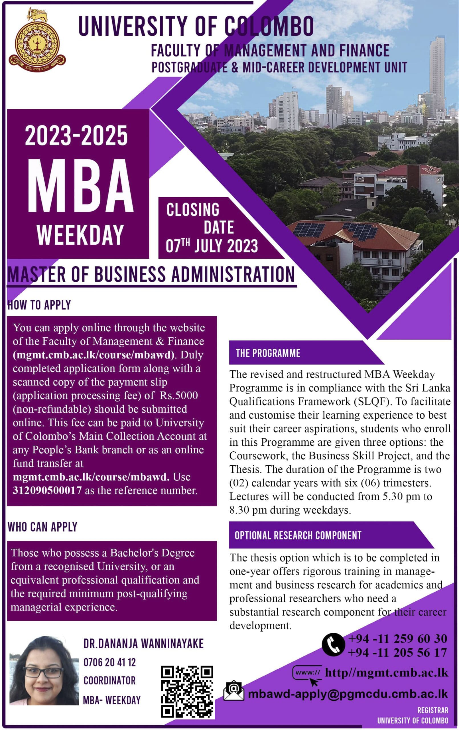 Master of Business Administration (MBA) Weekday Programme 2023-2025 ...