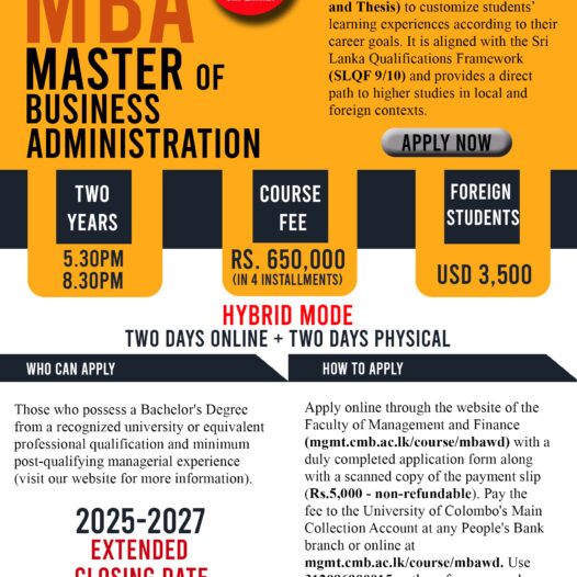 Master in Business Administration Programme (Weekday)