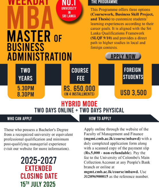 Master in Business Administration Programme (Weekday)