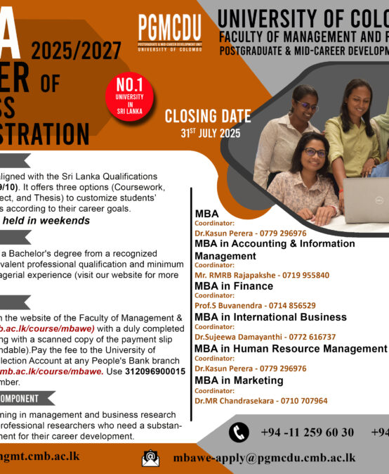 Master in Business Administration Programme (Weekend)