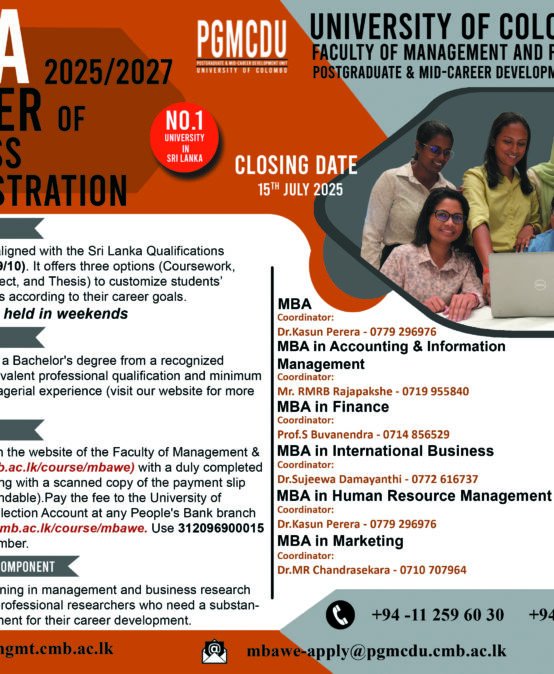 Master in Business Administration Programme (Weekend)