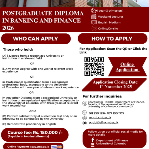 Calling application for Postgraduate Diploma in Banking and Finance (PGDBF) Calling application for Postgraduate Diploma in Banking and Finance (PGDBF)
