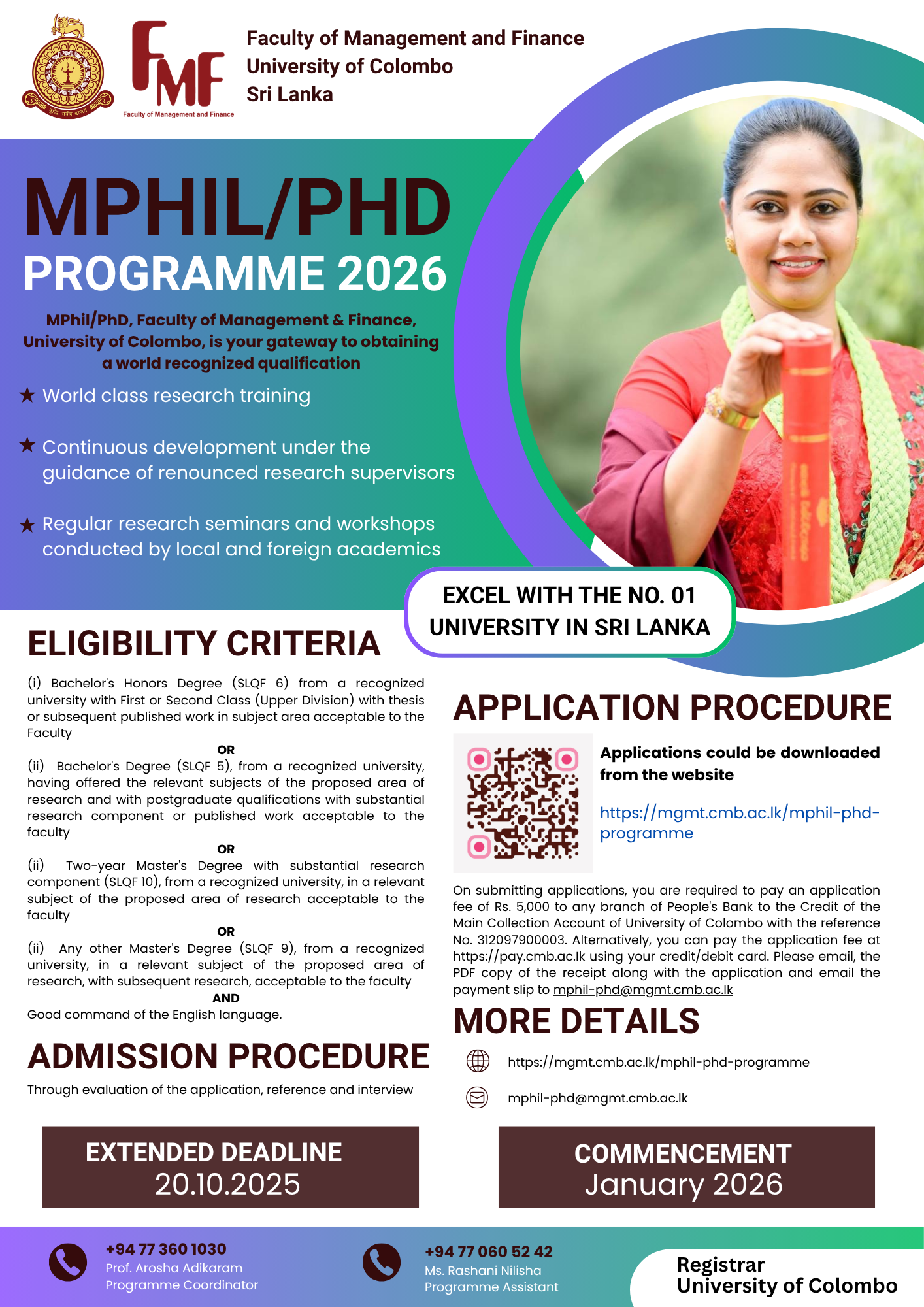 MPhil/PhD Programme 2025: Deadline Extended till 20th October 2025