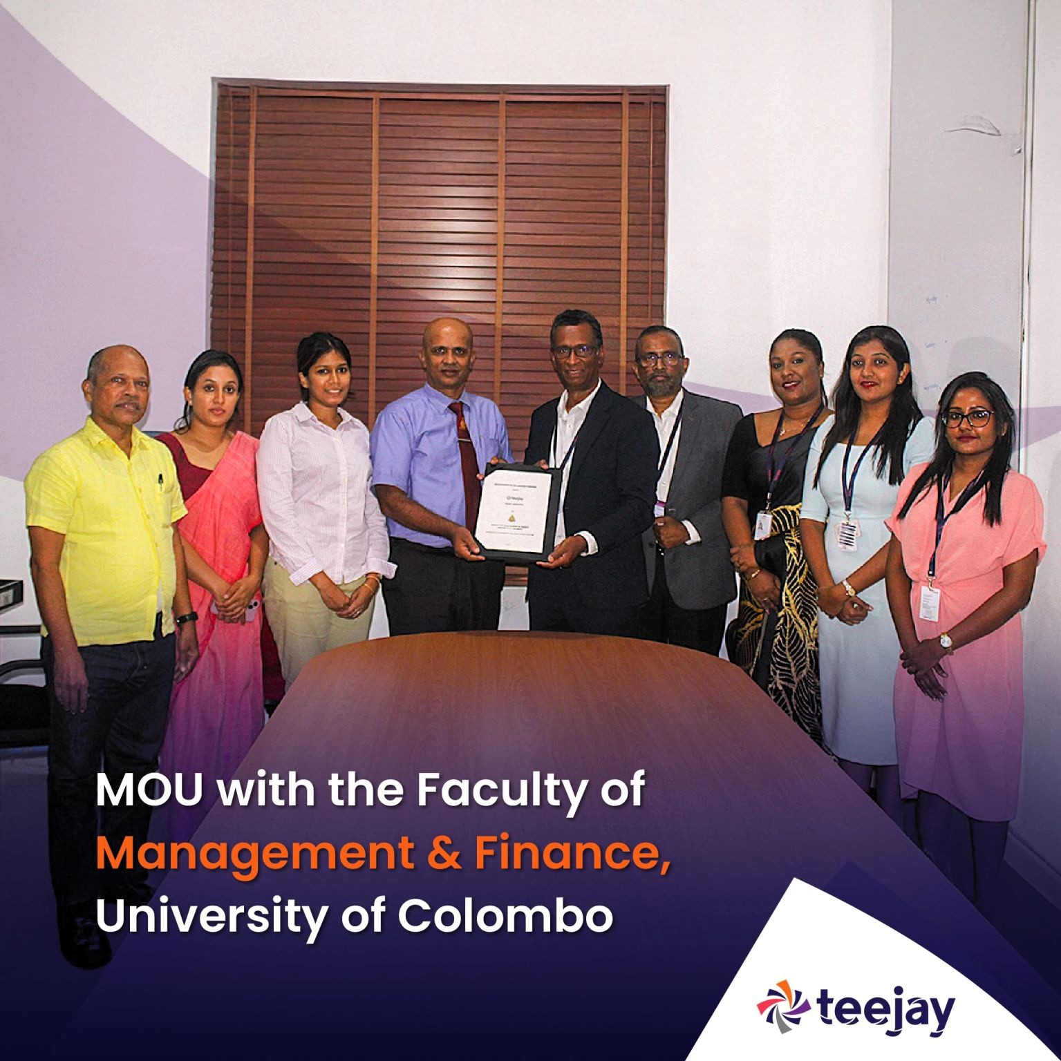 Appreciation for the Generous Donation to FMF, University of Colombo by Teejay Lanka PLC
