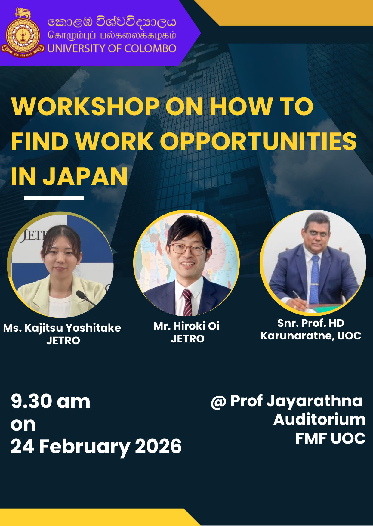 Workshop on “How to Find Work Opportunities in Japan” and  Seminar on “Study and Work in Japan”