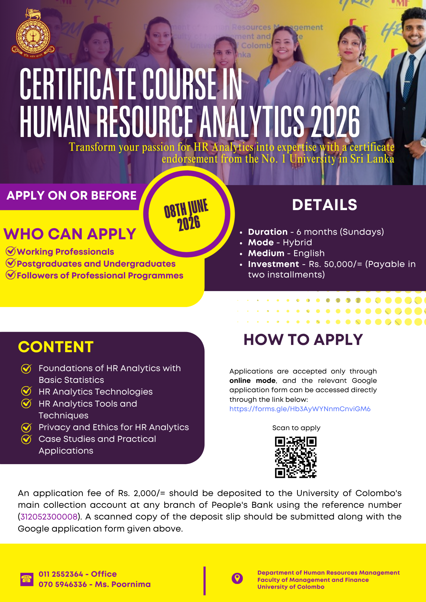 Certificate Course in Human Resource Analytics – July 2026