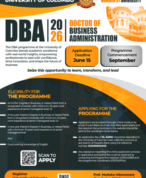 Doctor of Business Administration (DBA) programme 2026 Intake