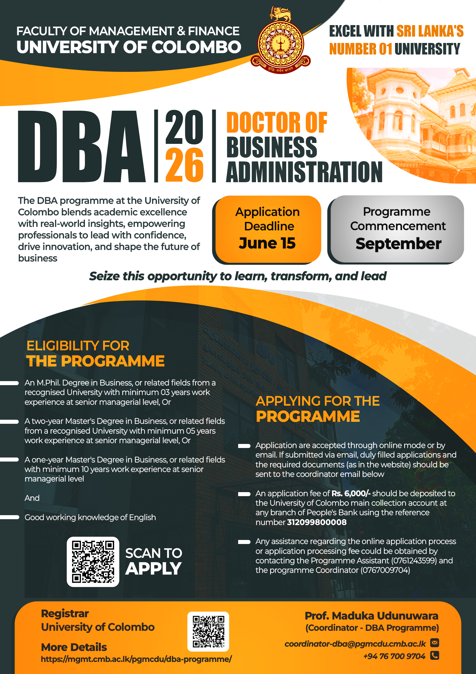 Doctor of Business Administration (DBA) programme 2026 Intake