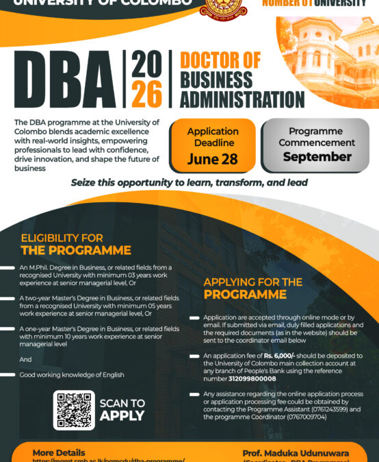Doctor of Business Administration (DBA) programme 2026 Intake