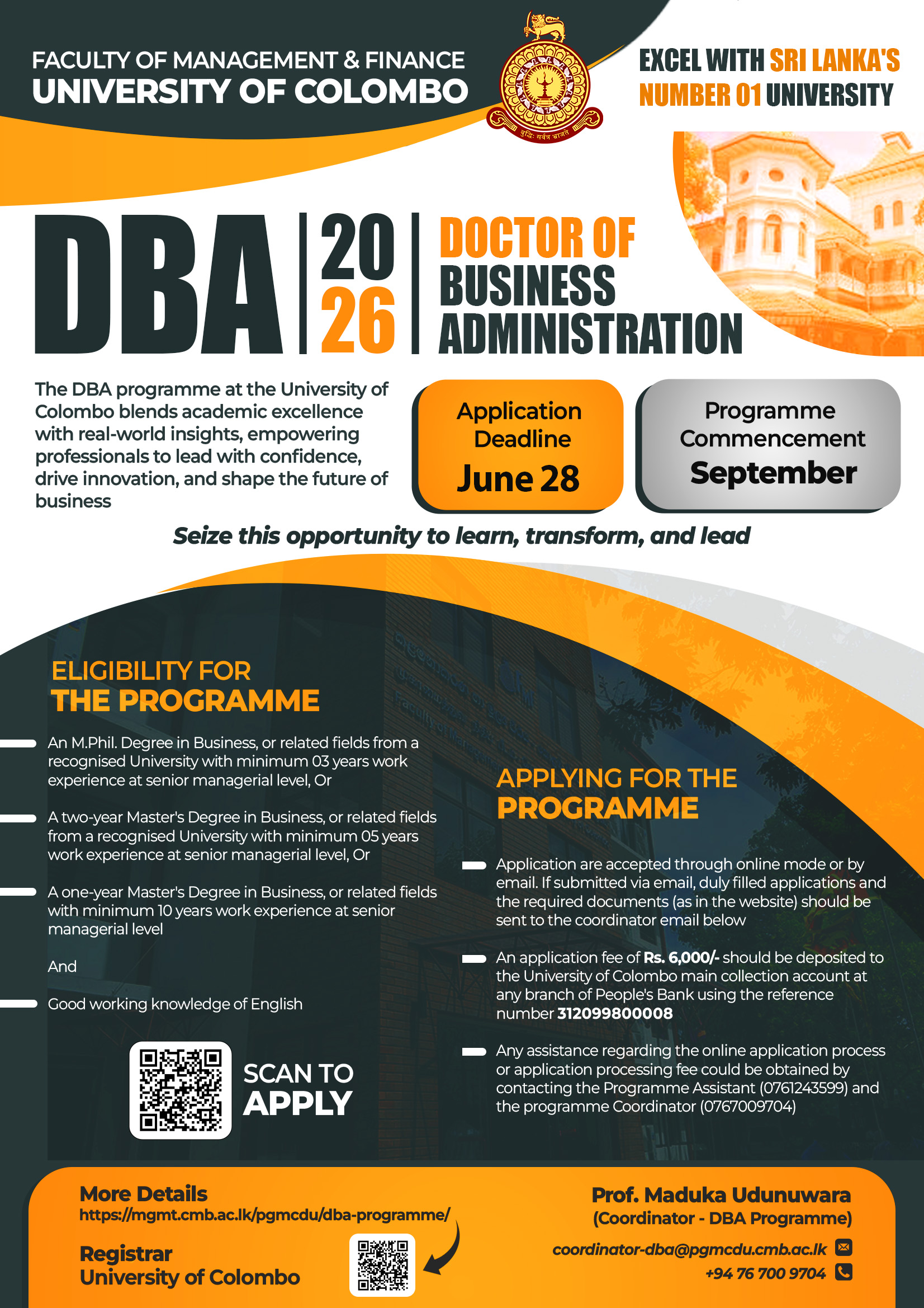Doctor of Business Administration (DBA) programme 2026 Intake