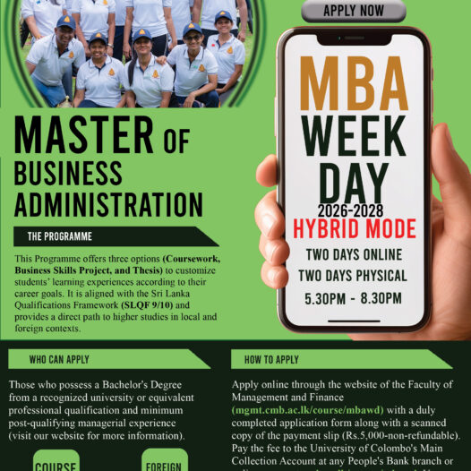 Master of Business Administration (MBA) Weekday Programme 2025-2027