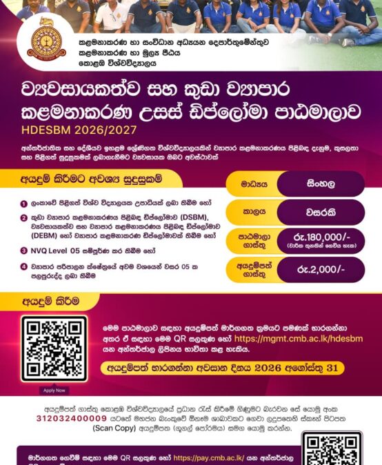 Higher Diploma in Entrepreneurship & Small Business Management (HDESBM) – 2026/27 Intake