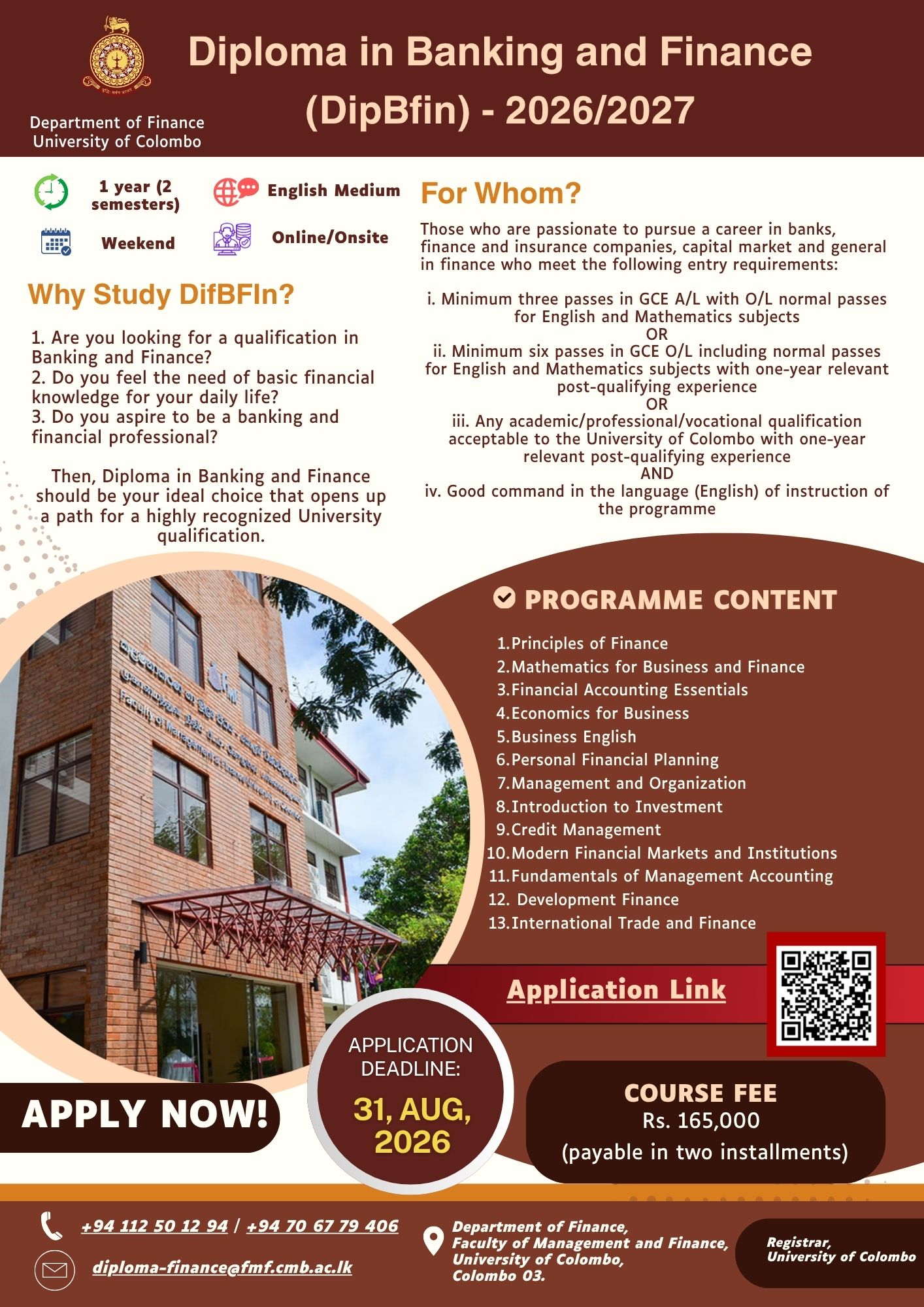 Diploma in Banking and Finance (DipBfin)